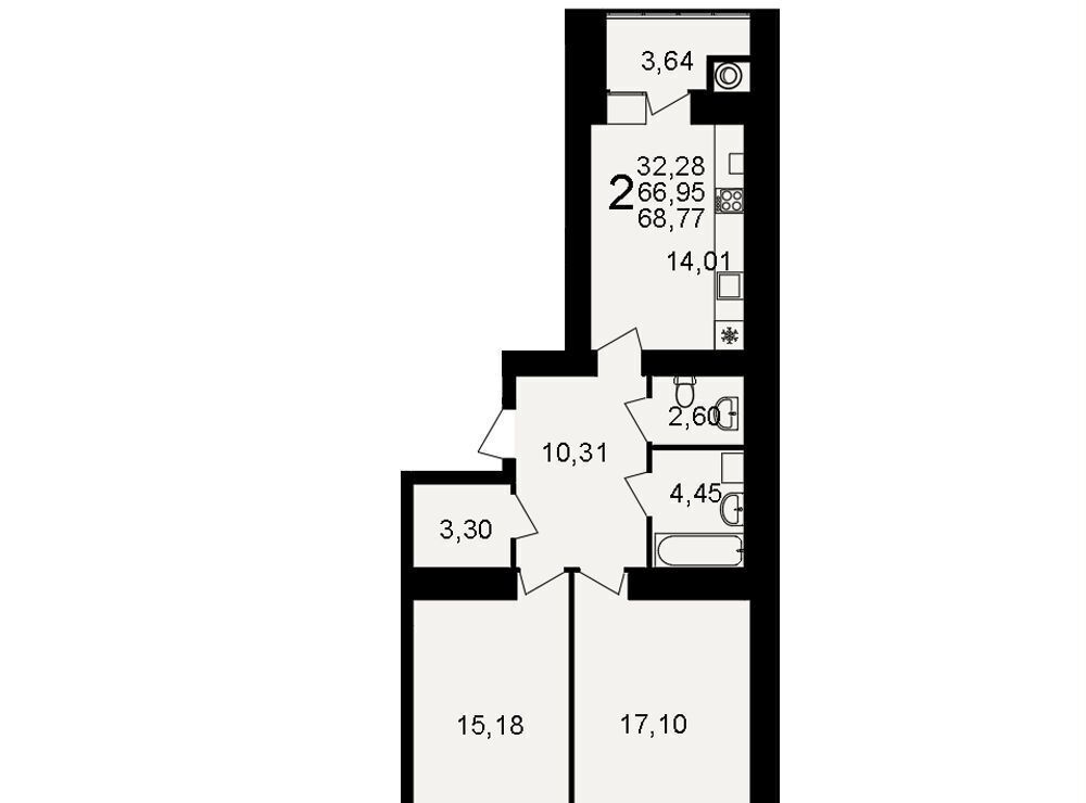 квартира г Рязань р-н Московский ул. Рыбновская, д. 6 фото 18