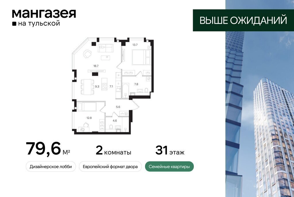 квартира г Москва метро Тульская ЮАО Даниловский ЖК «Мангазея на Тульской» фото 1