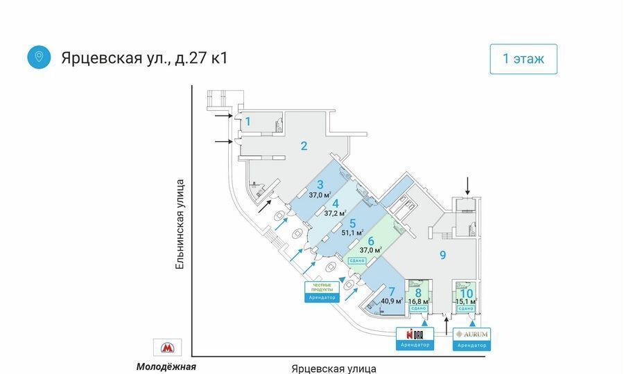 торговое помещение г Москва метро Молодежная ул Ярцевская 27к/1 фото 6
