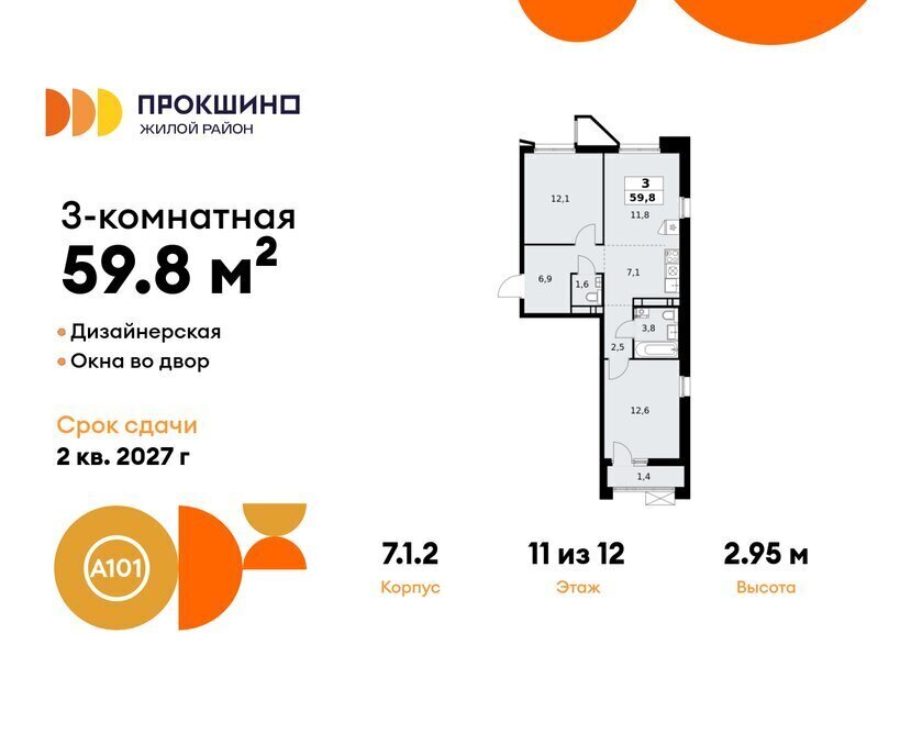 квартира г Москва п Сосенское ЖК Прокшино 1/1 метро Прокшино метро Коммунарка ТиНАО 7. фото 1