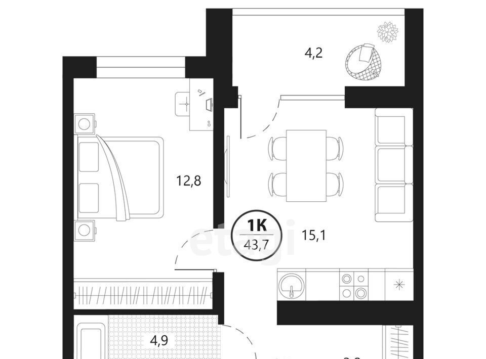 квартира г Тюмень р-н Центральный ул разведчика Кузнецова 7 фото 1