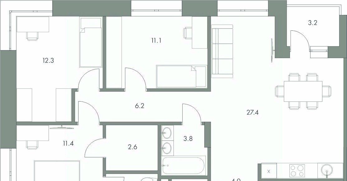 квартира г Ханты-Мансийск ул Красноармейская 45 ЖК по ул. Красноармейская, 45 фото 1