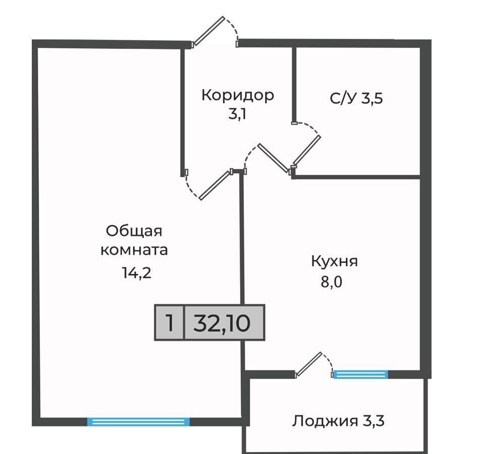 квартира г Невинномысск ул Кочубея 197/1 ЖК «Станция Спортивная» р-н микрорайон 101 фото 1