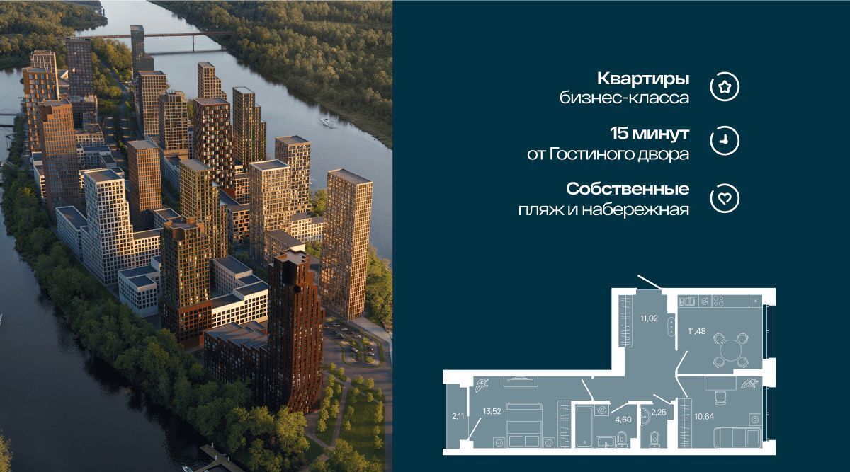 квартира г Уфа р-н Кировский ЖК "Белый остров" Кузнецовский Затон мкр фото 1