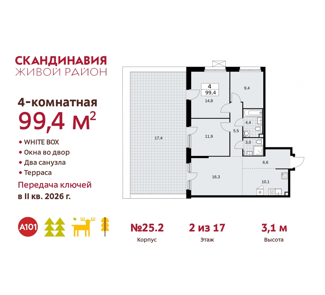 квартира г Москва п Сосенское б-р Скандинавский 25/2 жилой район «Скандинавия» Сосенское, Бутово фото 1