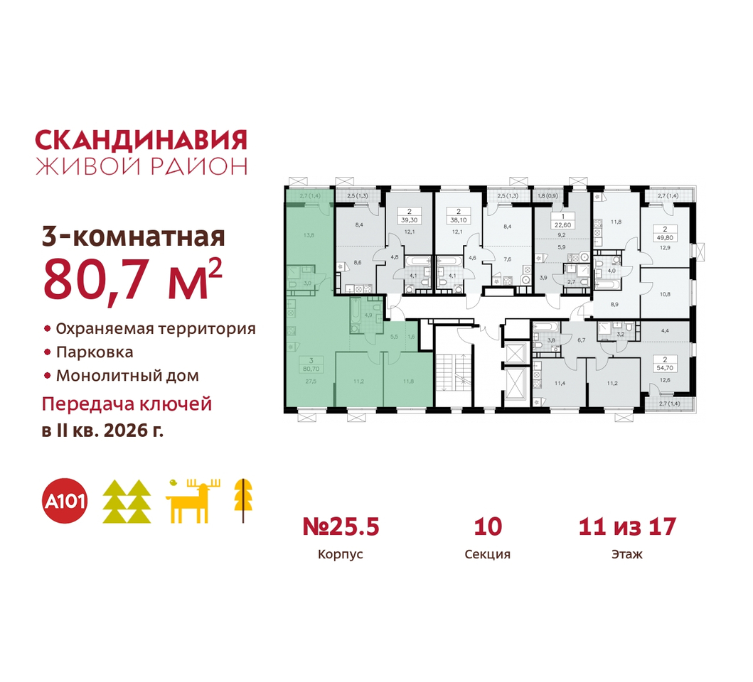 квартира г Москва п Сосенское б-р Скандинавский 25/5 жилой район «Скандинавия» Сосенское, Бутово фото 2