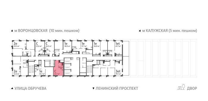 квартира г Москва метро Калужская ул Обручева 30 ЖК «Обручева 30» муниципальный округ Коньково фото 2