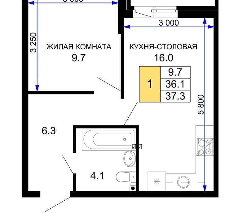 квартира г Краснодар р-н Прикубанский ЖК «Дыхание» фото 1