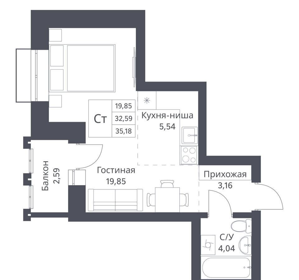 квартира г Новосибирск р-н Калининский ул Игарская 2 ЖК «Фора» Кулацкий фото 1