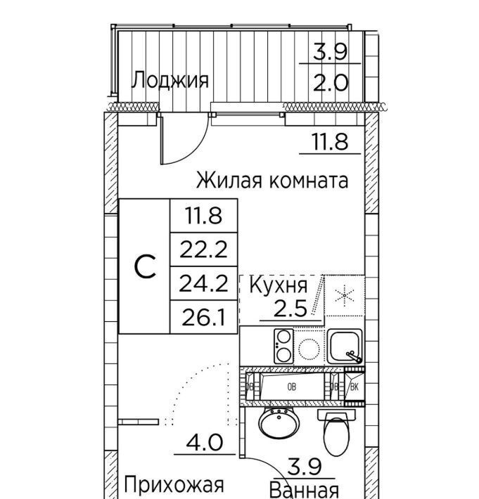 квартира г Владивосток р-н Ленинский ул Расула Гамзатова 7к/3 фото 1