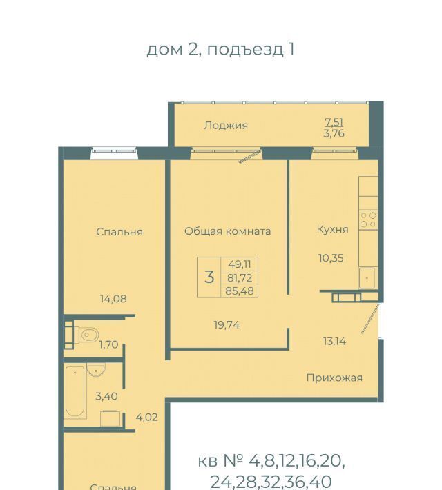 квартира г Кемерово р-н Заводский 10-й микрорайон Южный семейный квартал «Весна» Весна жилой комплекс фото 1