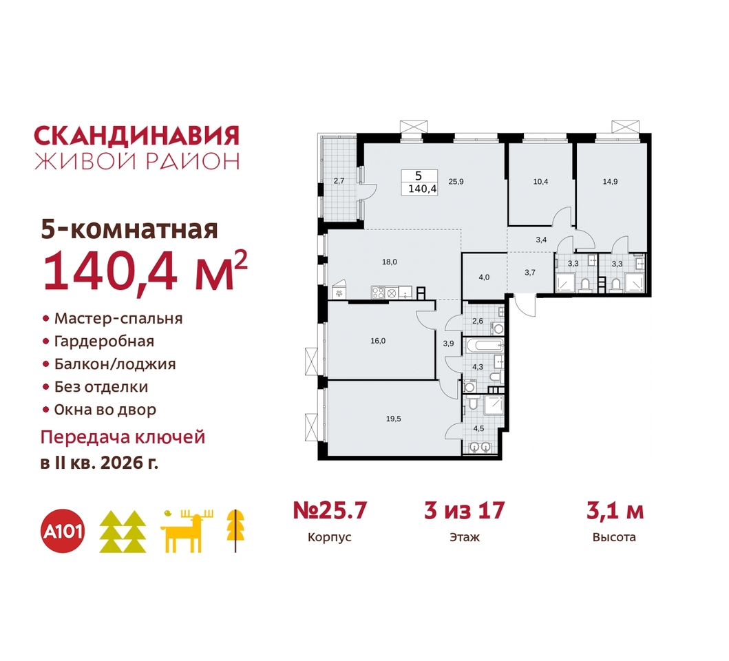 квартира г Москва п Сосенское б-р Скандинавский 25/7 жилой район «Скандинавия» Сосенское, Бутово фото 1