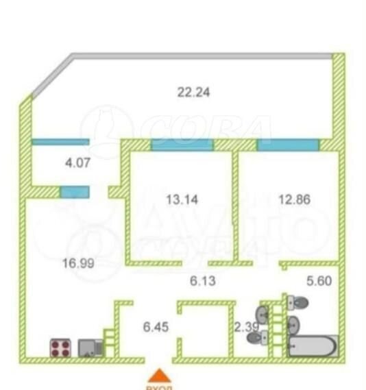 квартира г Тюмень р-н Калининский ул Московский тракт 83к/6 Калининский административный округ фото 2