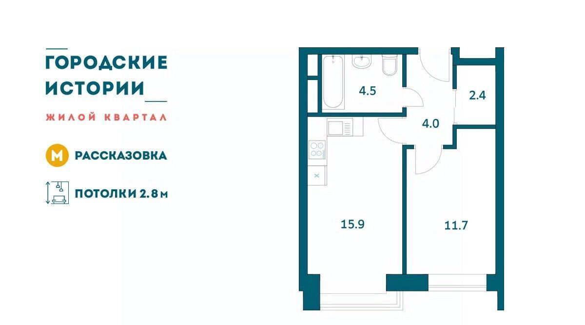 квартира г Москва п Внуковское ЖК «Городские истории» метро Рассказовка фото 1