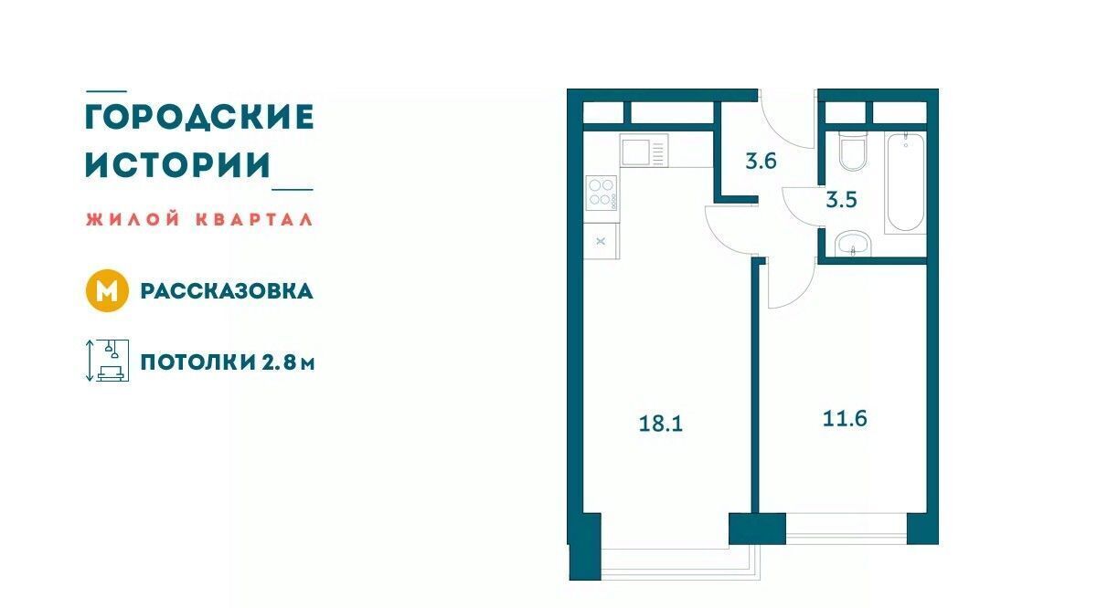 квартира г Москва п Внуковское ЖК «Городские истории» метро Рассказовка фото 1