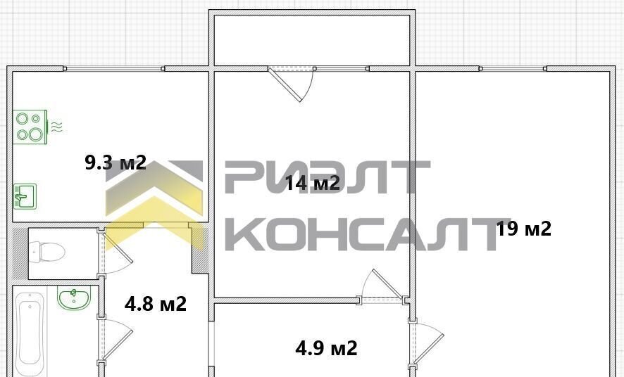 квартира г Омск р-н Центральный ул Завертяева 9к/18 Центральный АО фото 22