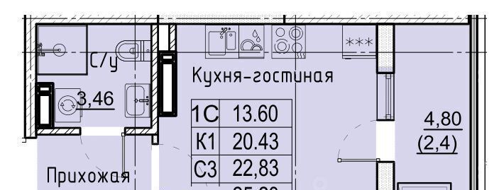 квартира г Ставрополь р-н Промышленный № 36 мкр, ЖК Фруктовый сад фото 1