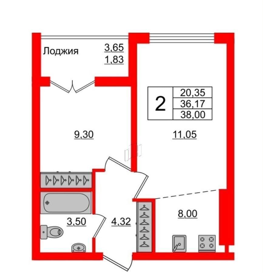 квартира г Калининград р-н Московский ул Батальная 100 ЖК «Стерео» фото 7