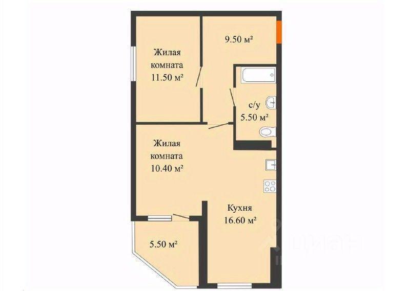 квартира г Краснодар р-н Прикубанский б-р Адмиралтейский 3/1 фото 2