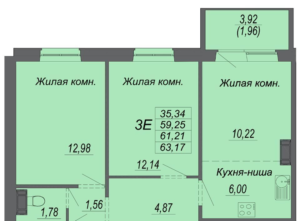 квартира г Хабаровск р-н Индустриальный Южный микрорайон ул Рокоссовского ЖК «Маршал» фото 1