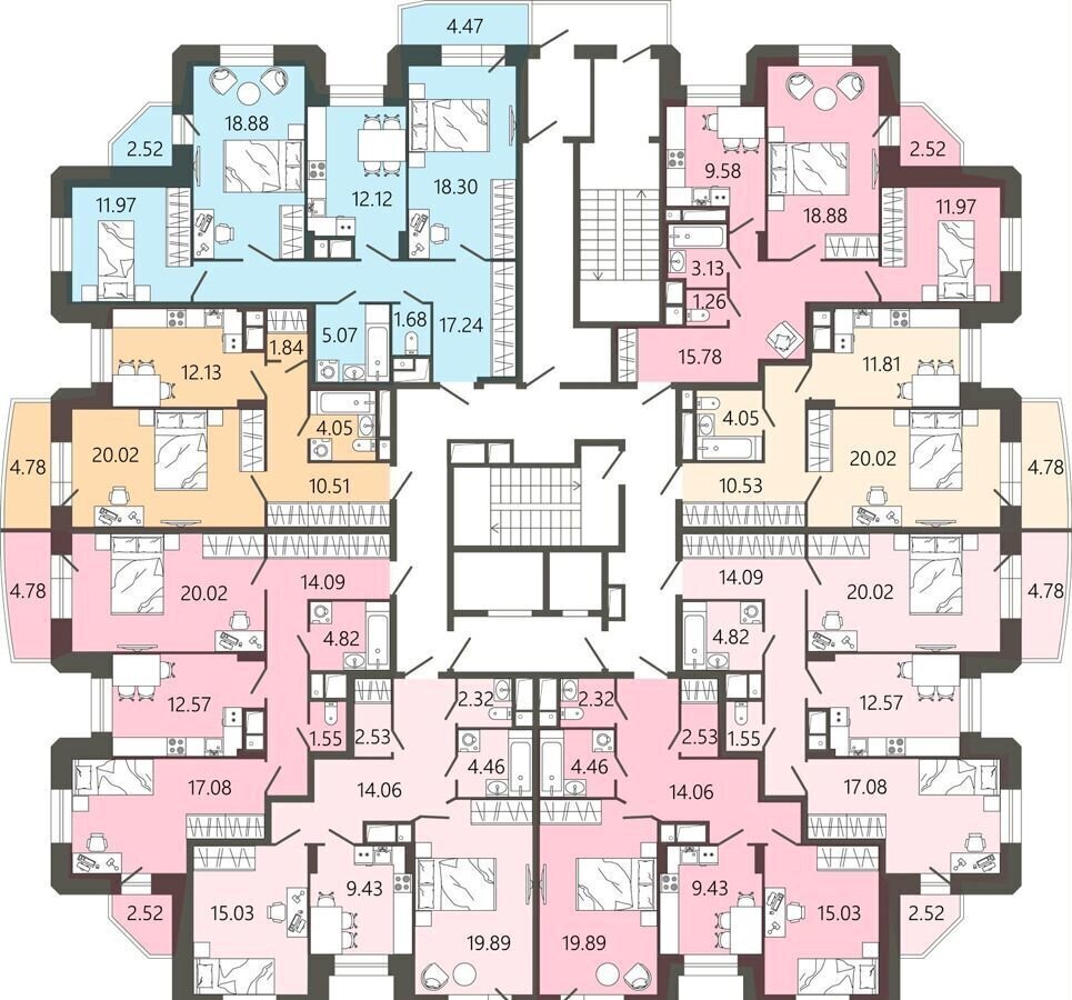 квартира г Подольск мкр Климовск ул Советская 18 ЖК «‎Мессиер 18» корп. 2 фото 2