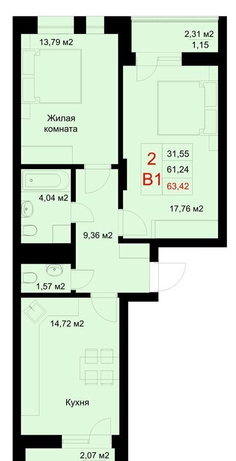 квартира г Казань р-н Приволжский ул Рауиса Гареева 78б ЖК «Стрела» фото 1