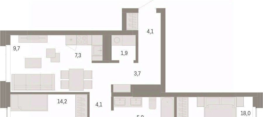 квартира г Новосибирск р-н Октябрьский ул Зыряновская 53с фото 1