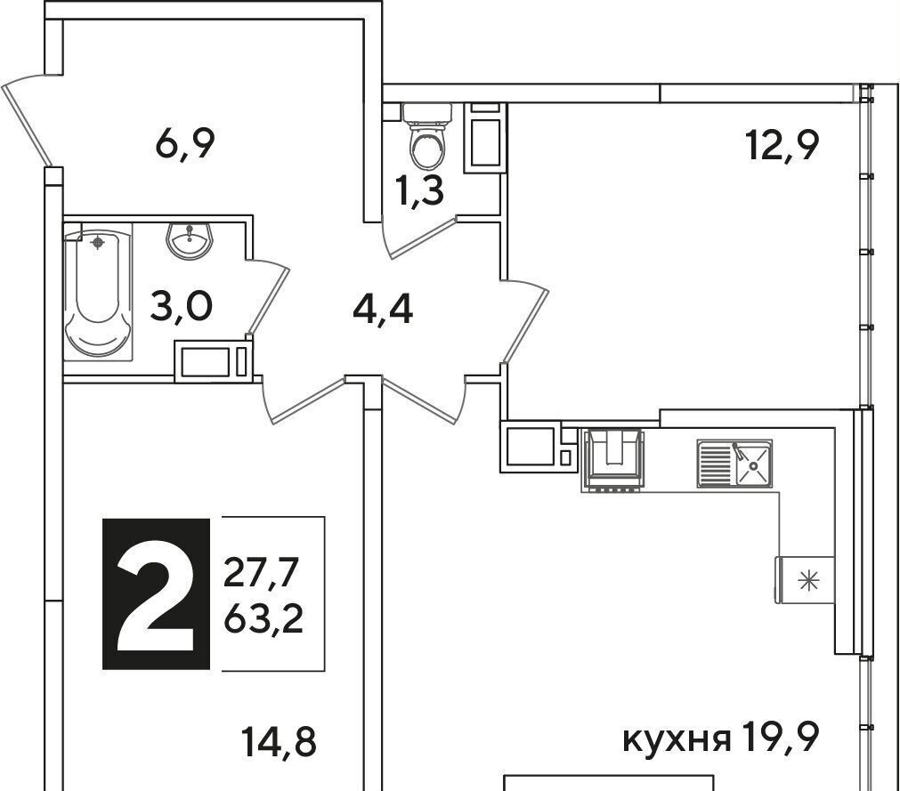 квартира г Краснодар п Колосистый р-н Прикубанский ул Западный Обход 3 микрорайон «Самолёт» фото 2