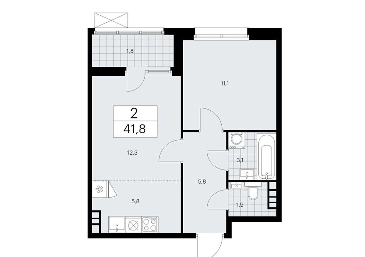 квартира г Москва метро Коммунарка кв-л 160, з/у 1В, д. 4, Московская область фото 1