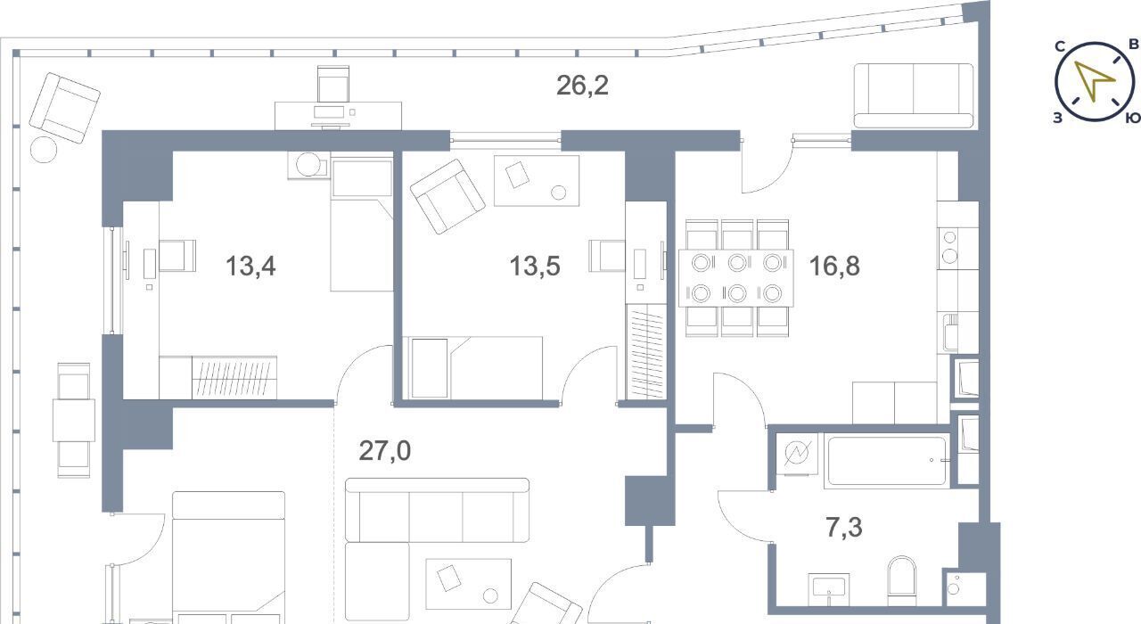 квартира г Сургут тракт Югорский 43 27А фото 3