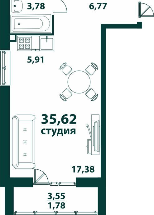 квартира г Ульяновск р-н Засвияжский 19-й микрорайон ЖК «‎Аквамарин 2» 3 фото 1