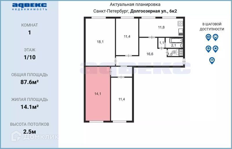 комната г Санкт-Петербург ул Долгоозёрная 6/2 Приморский фото 2