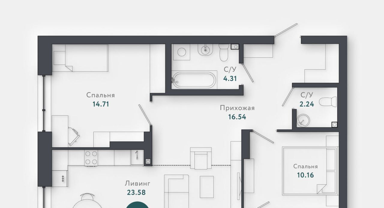 квартира г Новосибирск р-н Октябрьский Октябрьская ул Военная 51 резиденция «Тихомиров» фото 1