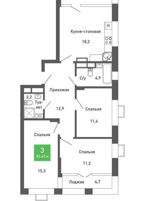 квартира г Воронеж р-н Железнодорожный микрорайон Ключи, жилой комплекс Ключи-клаб фото 1