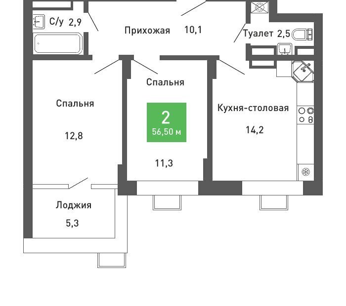 квартира г Воронеж р-н Железнодорожный микрорайон Ключи, жилой комплекс Ключи-клаб фото 1