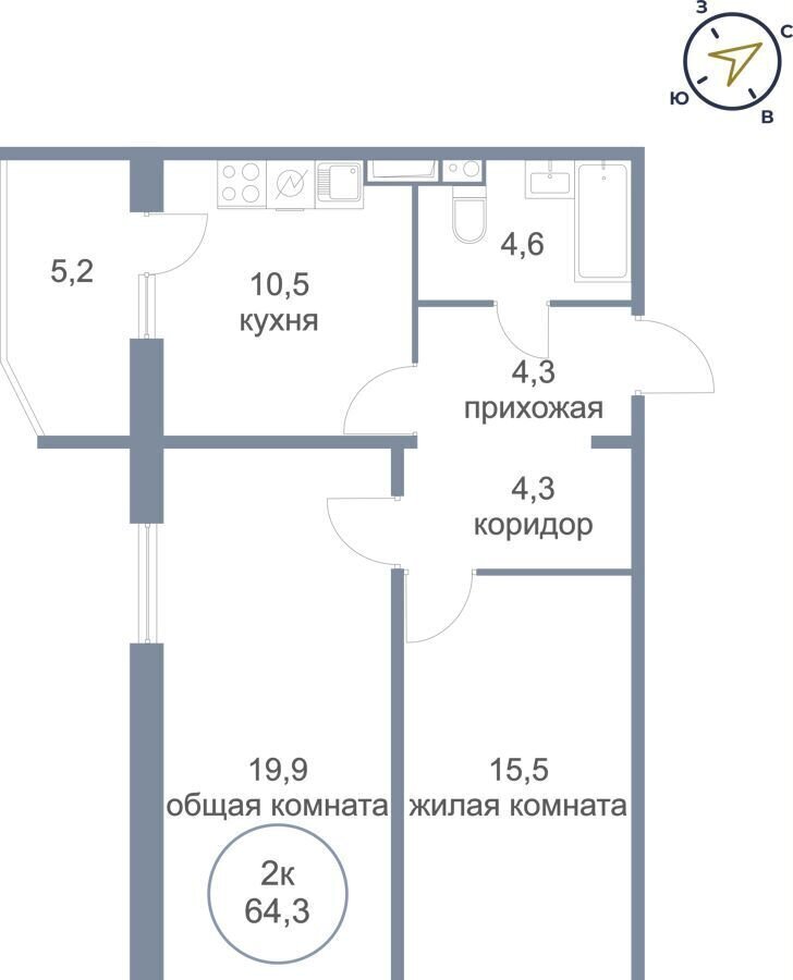 квартира г Сургут р-н Восточный тракт Югорский 54/1 ЖК «Георгиевский» фото 1