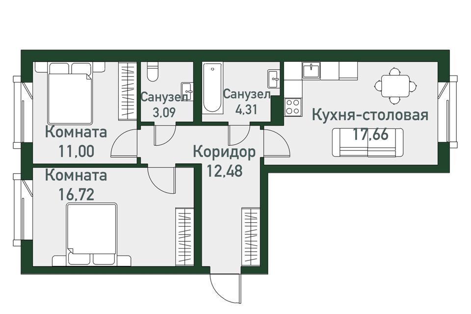 квартира р-н Красноармейский с Миасское ул Спортивная 22 Миасское сельское поселение фото 1