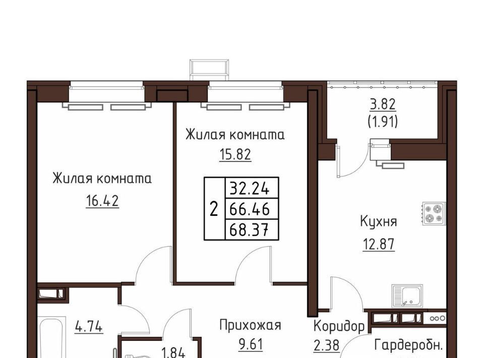 квартира г Орел р-н Заводской ул Левый Берег реки Оки 21к/1 фото 1