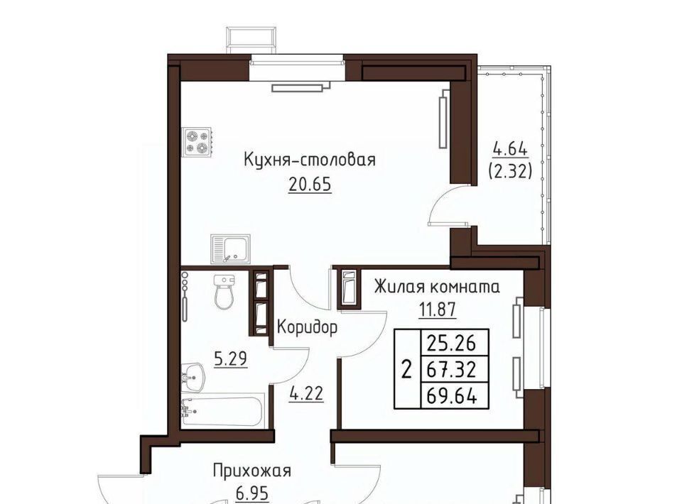 квартира г Орел р-н Заводской ул Левый Берег реки Оки 21 фото 1