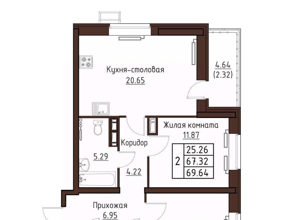квартира г Орел р-н Заводской ул Левый Берег реки Оки 21к/1 фото 1