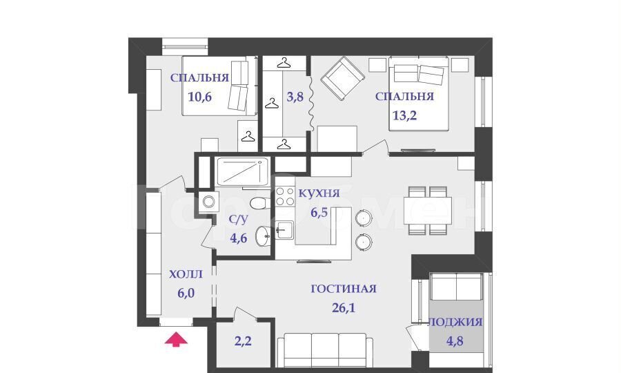 квартира г Москва метро Народное Ополчение наб Карамышевская 48к/3 муниципальный округ Хорошёво-Мнёвники фото 10