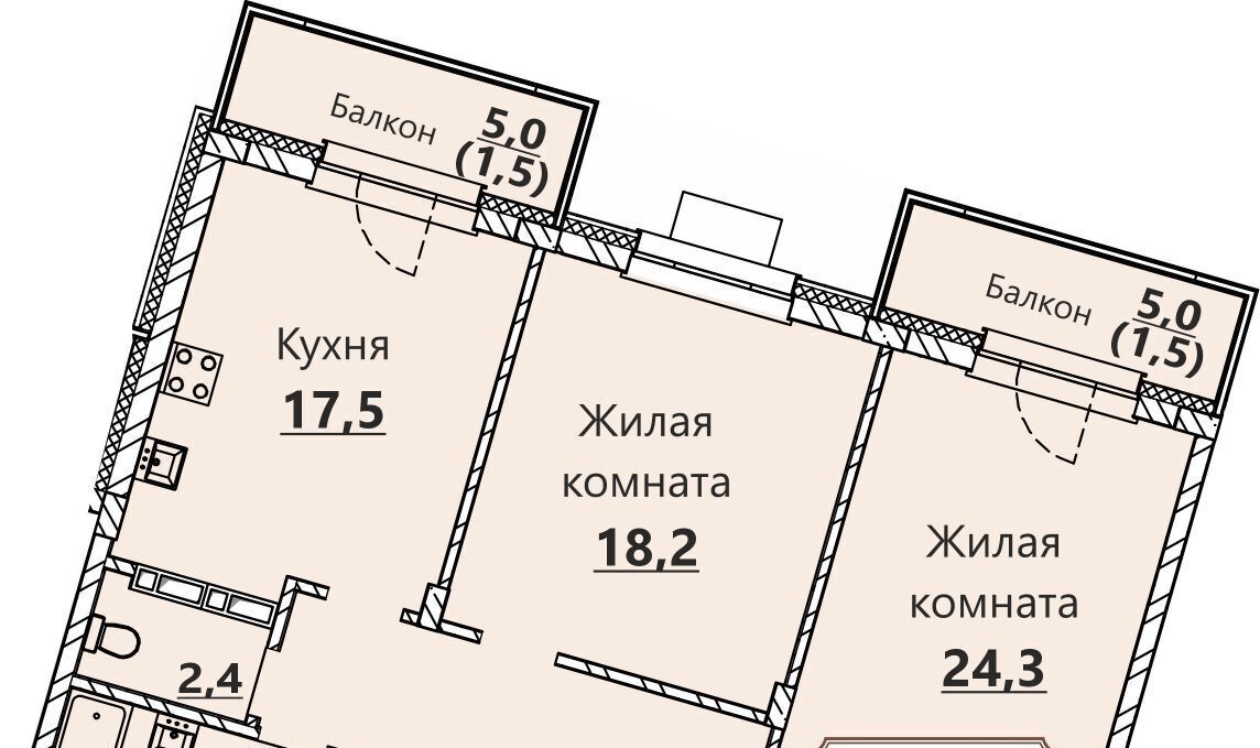 квартира г Чебоксары р-н Московский ул Герцена поз 3 фото 1