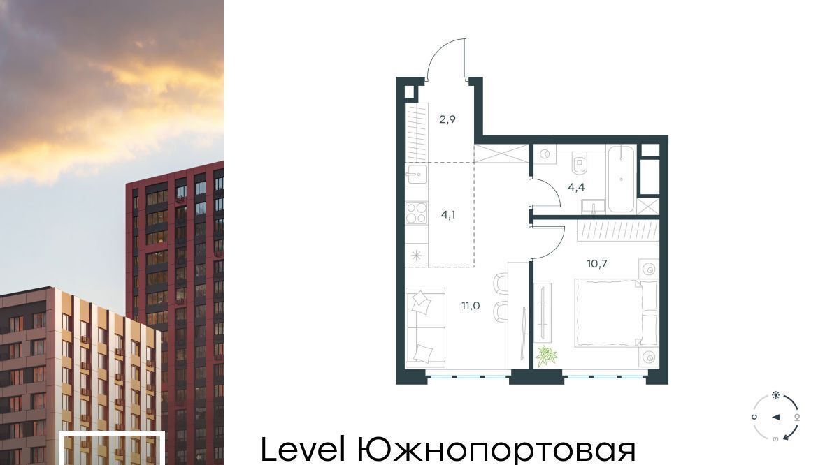 квартира г Москва метро Кожуховская ЖК Левел Южнопортовая 13 муниципальный округ Печатники фото 1