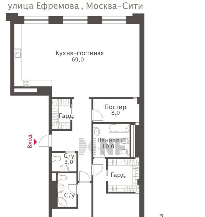 квартира г Москва метро Спортивная ул Ефремова 19к/4 фото 2