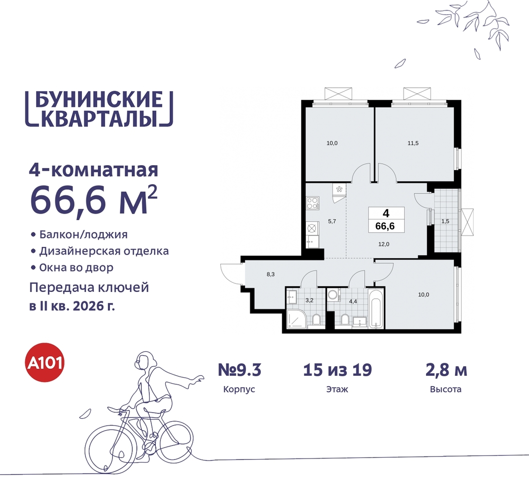 квартира г Москва п Сосенское пр-кт Куприна 2 ЖК Бунинские Кварталы метро Улица Горчакова метро Коммунарка Сосенское, Ольховая, Бунинская аллея фото 1