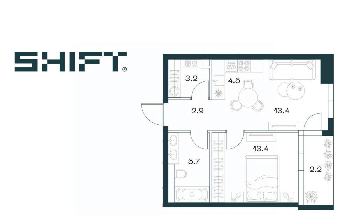 квартира г Москва метро Площадь Гагарина ЖК «SHIFT» 2-й Донской проезд, 10 фото 1