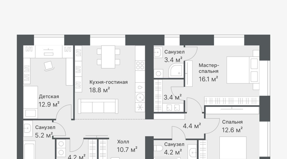 квартира г Тюмень р-н Калининский ул Кремлевская 95 фото 3