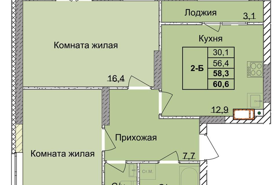 квартира г Нижний Новгород р-н Советский Нижний Новгород городской округ, Оранжерейная 1-я, 14а фото 1