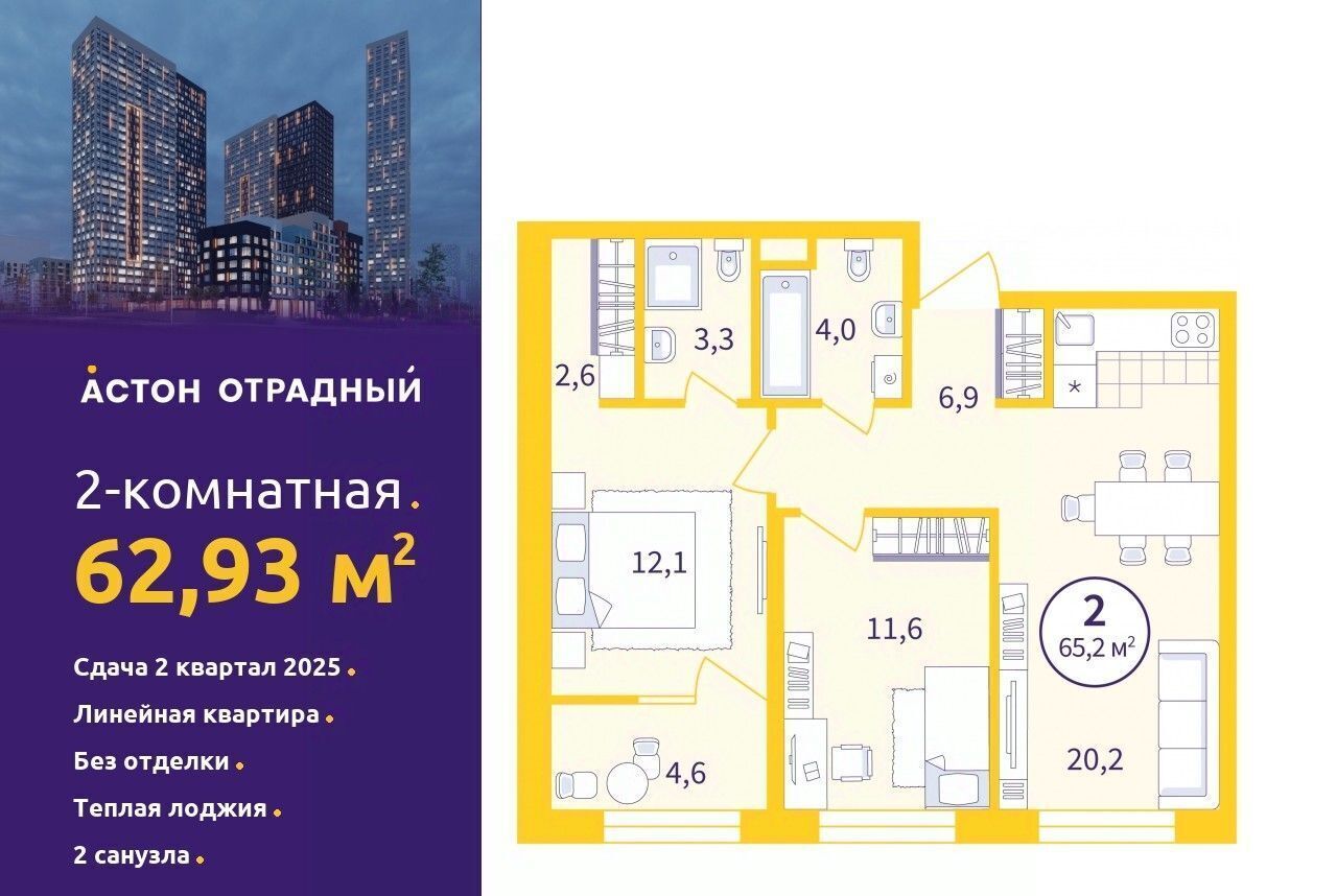 квартира г Екатеринбург р-н Верх-Исетский ул Репина 111 ЖК Астон Отрадный Площадь 1905 года фото 1