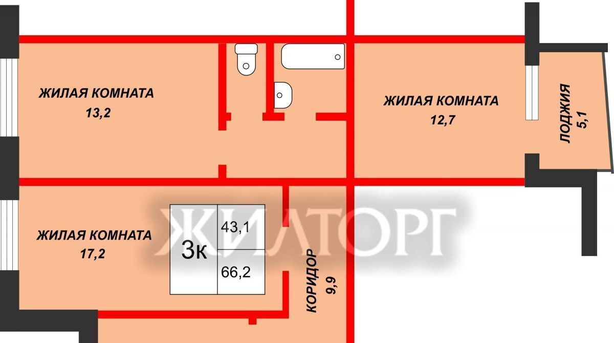 квартира г Орел р-н Северный ул Раздольная 88 фото 10